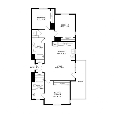 A black and white image of a floor plan for a house.